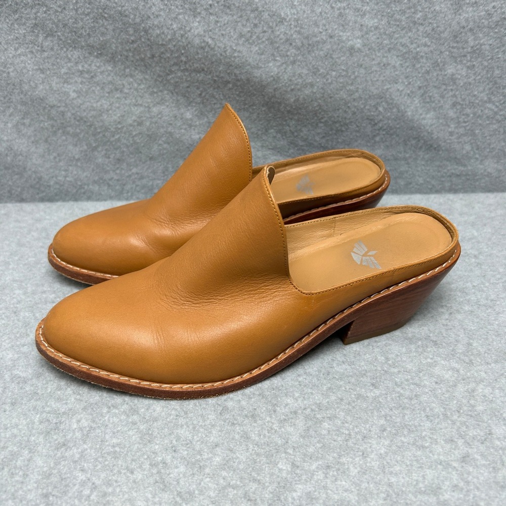 Fortress‎ of Inca Michelle Heeled Mule Caramel Tan Leather Slip On Size 37 US 7